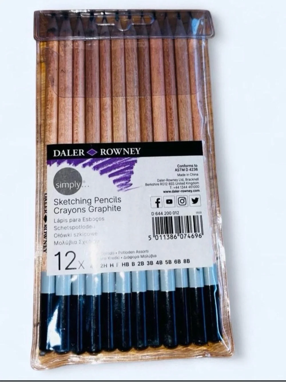 Simply Sketching Graphite Pencils - Blue & Natural (12-Pack)